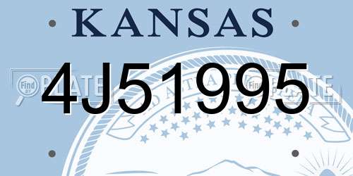 4J51995 Kansas License Plate