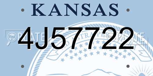 4J57722 Kansas License Plate