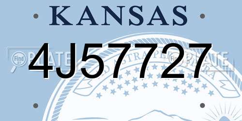 4J57727 Kansas License Plate
