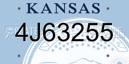4J63255 Kansas License Plate