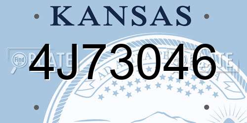 4J73046 Kansas License Plate