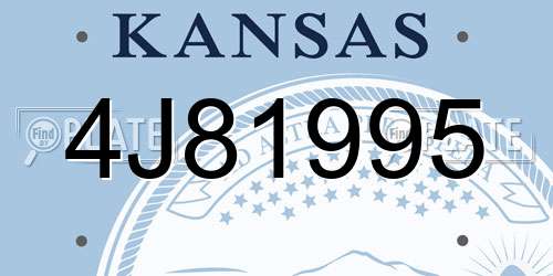4J81995 Kansas License Plate