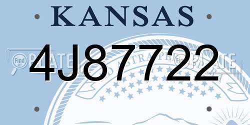 4J87722 Kansas License Plate