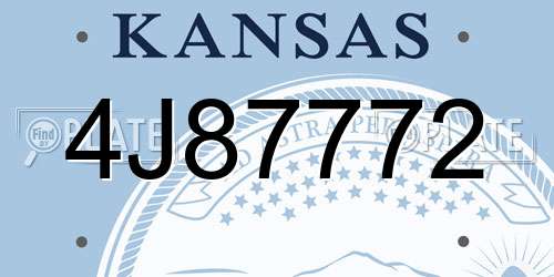 4J87772 Kansas License Plate