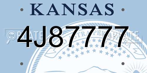 4J87777 Kansas License Plate