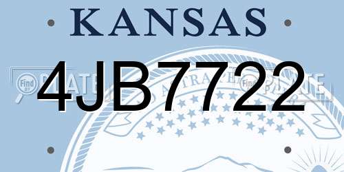 4JB7722 Kansas License Plate