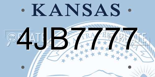 4JB7777 Kansas License Plate