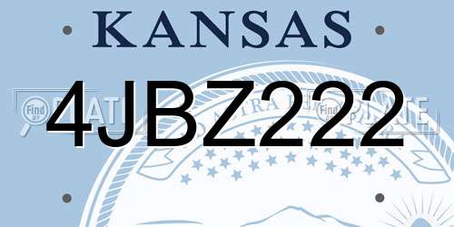 4JBZ222 Kansas License Plate