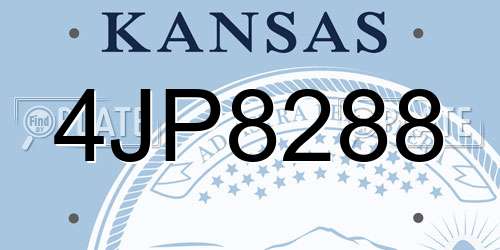 4JP8288 Kansas License Plate
