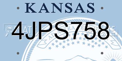 4JPS758 Kansas License Plate