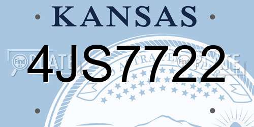 4JS7722 Kansas License Plate