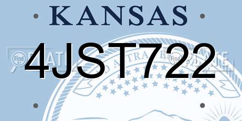 4JST722 Kansas License Plate