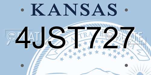 4JST727 Kansas License Plate