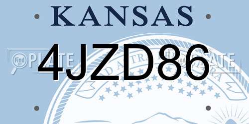 4JZD86 Kansas License Plate