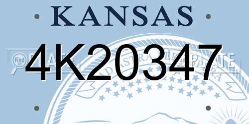 4K20347 Kansas License Plate