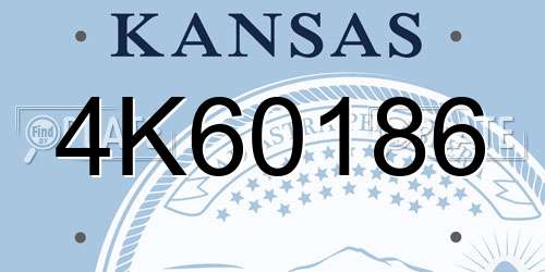 4K60186 Kansas License Plate