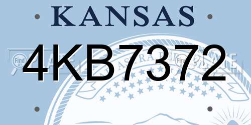 4KB7372 Kansas License Plate