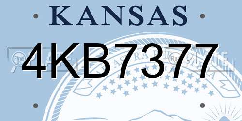 4KB7377 Kansas License Plate