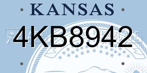 4KB8942 Kansas License Plate