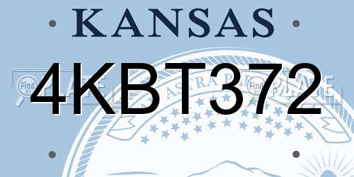4KBT372 Kansas License Plate