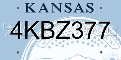 4KBZ377 Kansas License Plate