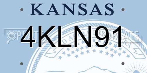 4KLN91 Kansas License Plate