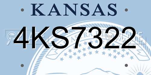 4KS7322 Kansas License Plate