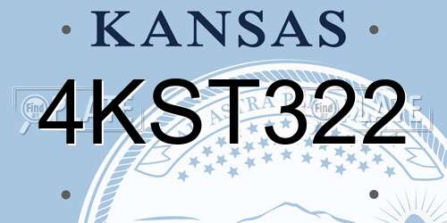4KST322 Kansas License Plate