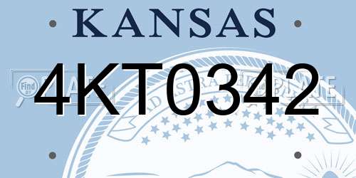 4KT0342 Kansas License Plate
