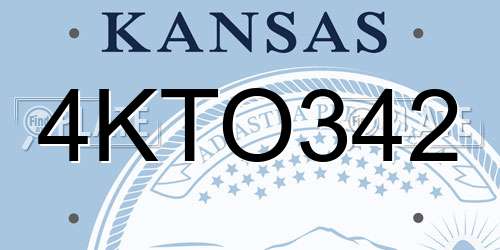 4KTO342 Kansas License Plate