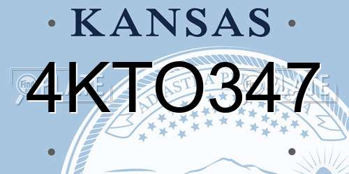 4KTO347 Kansas License Plate