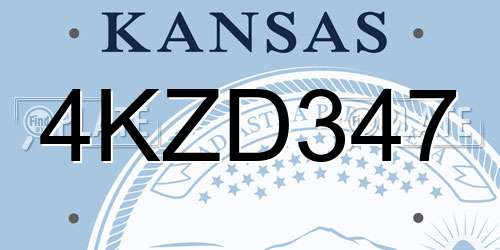 4KZD347 Kansas License Plate
