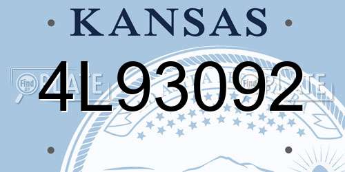 4L93092 Kansas License Plate