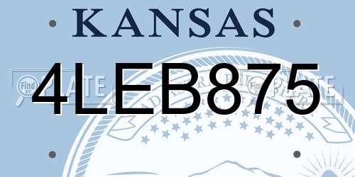 4LEB875 Kansas License Plate