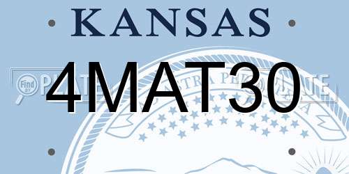 4MAT30 Kansas License Plate