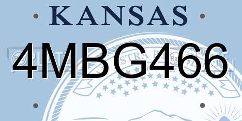 4MBG466 Kansas License Plate