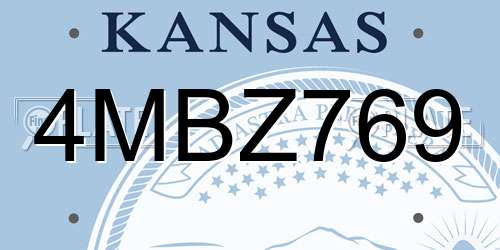 4MBZ769 Kansas License Plate