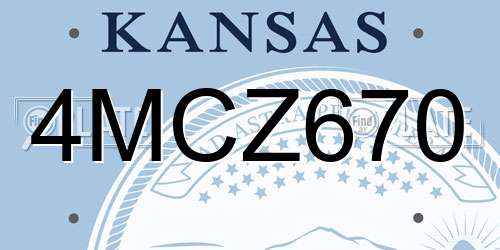 4MCZ670 Kansas License Plate
