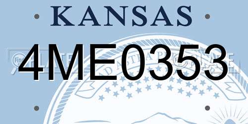 4ME0353 Kansas License Plate