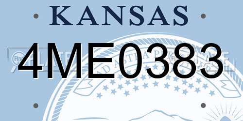 4ME0383 Kansas License Plate