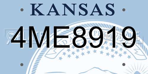 4ME8919 Kansas License Plate