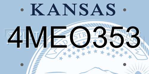 4MEO353 Kansas License Plate