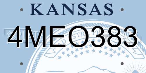 4MEO383 Kansas License Plate