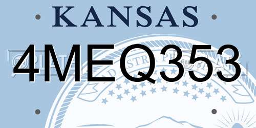 4MEQ353 Kansas License Plate