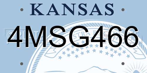 4MSG466 Kansas License Plate