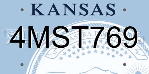 4MST769 Kansas License Plate