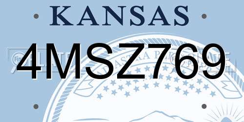 4MSZ769 Kansas License Plate