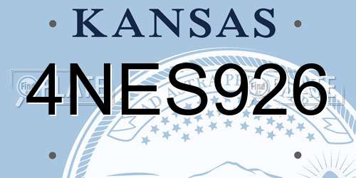 4NES926 Kansas License Plate