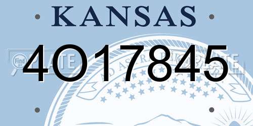 4O17845 Kansas License Plate