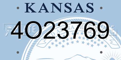4O23769 Kansas License Plate